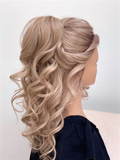 High Half Up Ponytail Long Hair Half Updo Mother Of The Bride Hair