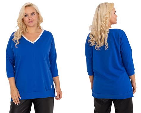 BLUZKA PLUS SIZE Kobieca Gładka z Dekoltem W Serek 14513201326 Allegro pl