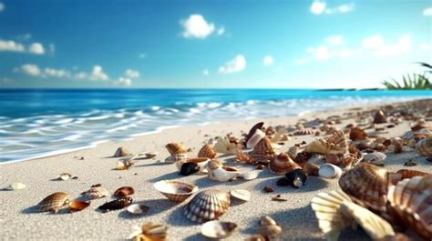 Premium AI Image Summer Concept With Sandy Beach Shells And Starfish