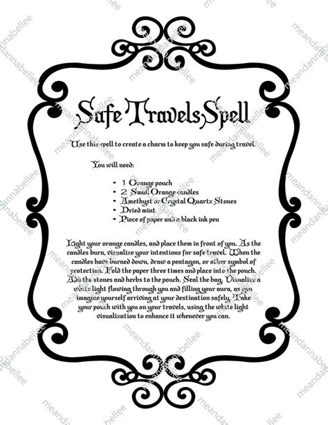 New Witches Safe Travels Spell Image Digital Clipart Instant Download