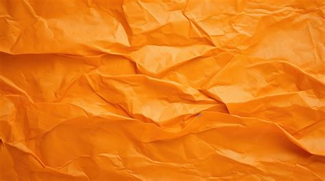 Background Featuring Crumpled Orange Paper Texture Crumpled Wrinkled