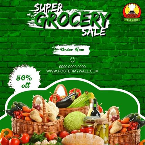 Grocery Sale Discount Flyer Poster Template Design Created With