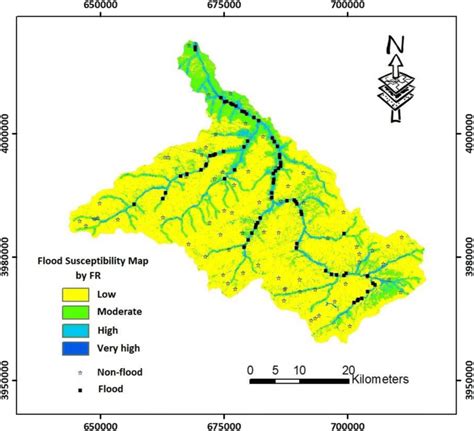 Flood Susceptibility Map Obtained By The Fr Algorithm Download Scientific Diagram