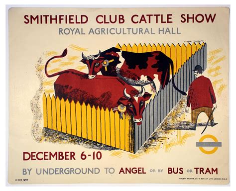 London Underground Poster Charles Mozley Smithfield Club Cattle Show ...