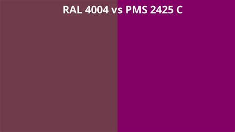 Ral 4004 Vs Pms 2425 C Ral Colour Chart Uk