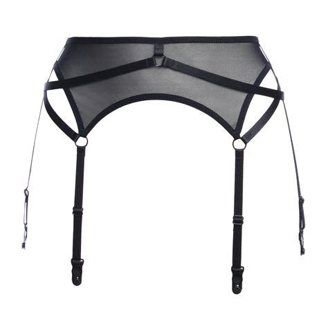 Black Mesh Six Strap Bondage Garter Belt Flash You And Me Lingerie