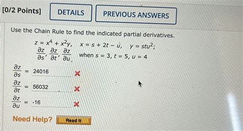 Solved Use The Chain Rule To Find The Indicated Partial