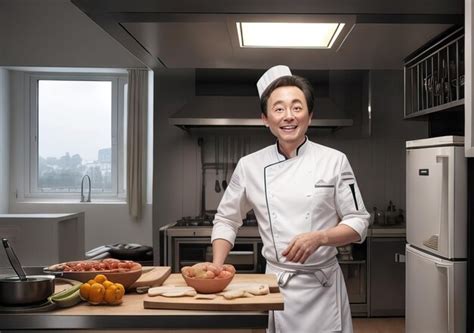 Premium Photo Chef Cooking In A Beautiful Modern Kitchen Generative Ai