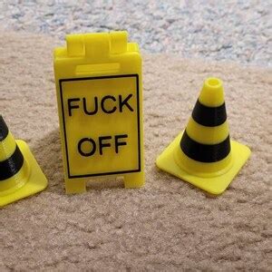 Fuck Off Miniture Folding Sign With Cones Etsy