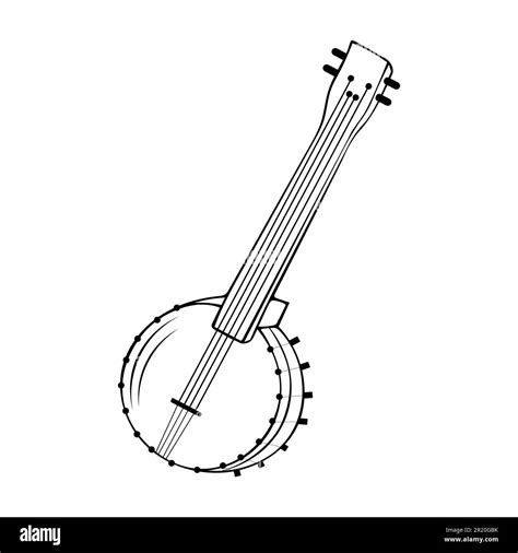 American Banjo Isolated Retro Musical Instrument Vector Four String