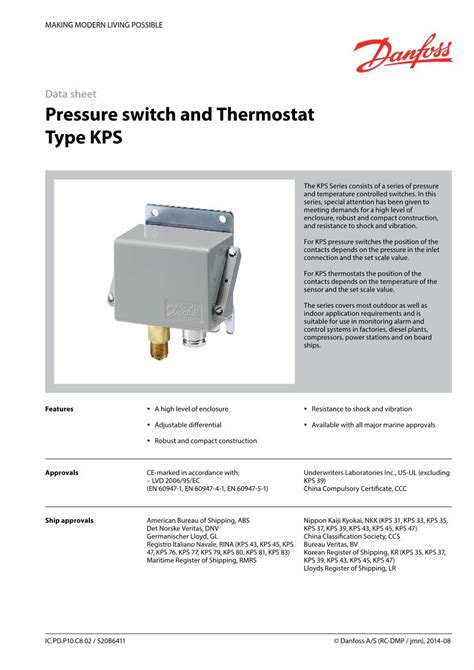 Pdf Data Sheet Pressure Switch And Thermostat Type Kpsgms Instruments