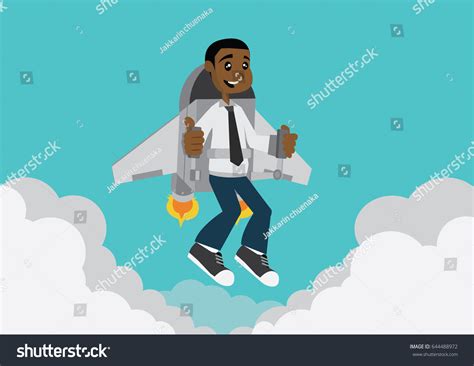 Happy African Man Jet Pack Photos And Images Shutterstock