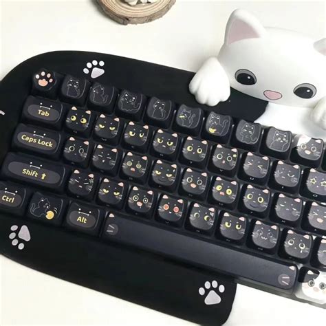 Echome Schwarze Katze Thema Tasten Kappe Key Set Pbt Farbstoff