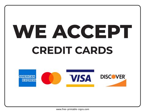 Printable We Accept Credit Card Signs