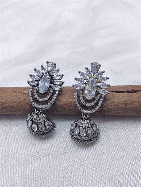 Victorian American Dimond Earrings Sku 823 C1 अमरकन डयमड इयररग