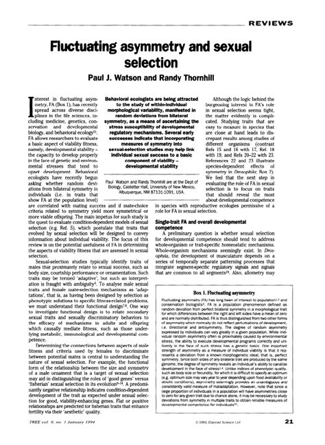 Pdf Fluctuating Asymmetry And Sexual Selection