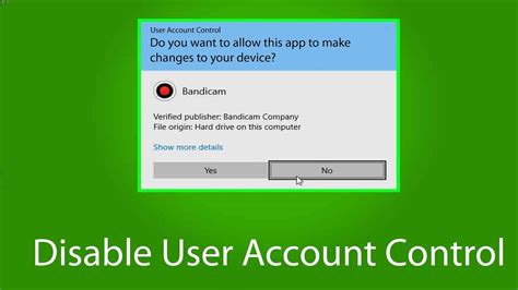 How To Disable User Account Control Uac Disable Uac Permission Dialog Box Youtube