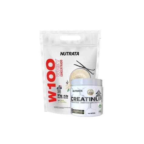 Kit Whey W100 Nutrata 900g Creatina Pura 300g Nutrata Body Suplementos