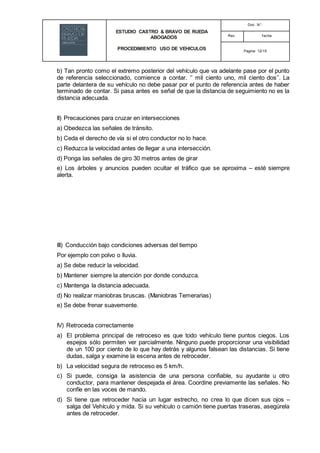 Procedimiento transporte vehícular terrestre PDF