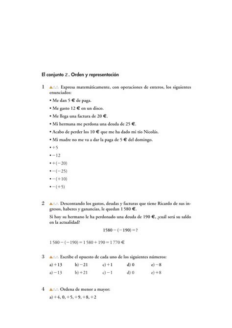 PDF Matematicas Ejercicios Resueltos Soluciones Numeros Enteros 1º