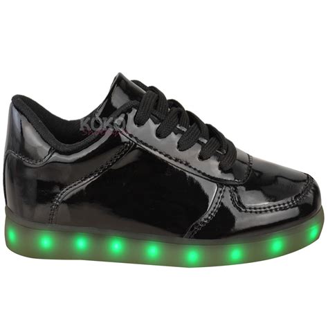 Girls Kids Trainers Flashing LED Luminous Lights USB Charger Lace Up ...