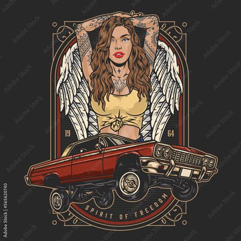 Daring Lowrider Girl Flyer Colorful Stock Vector Adobe Stock