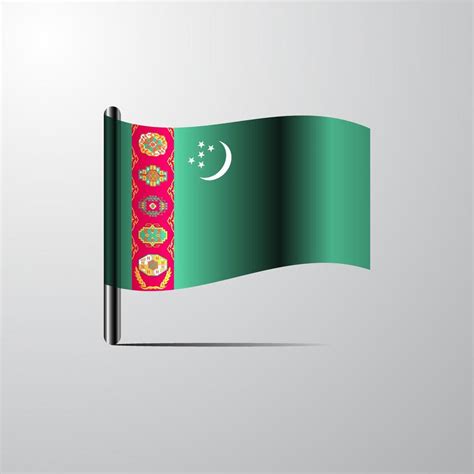 Turkmenistan Waving Shiny Flag Design Vector Vector Art At