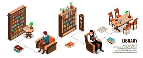 Isometric Library Interior 26321599 Vector Art At Vecteezy