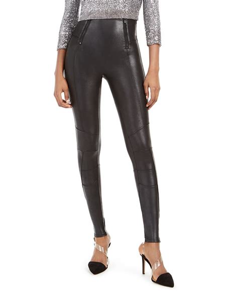 Spanx Faux Leather Hip Zip Leggings Macys