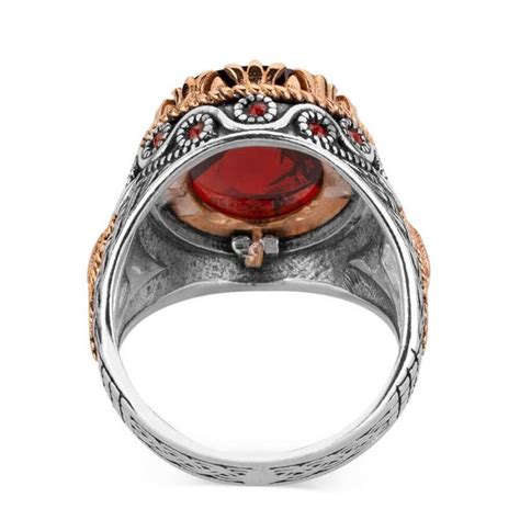 Sterling Silver Man Ring Natural Stonezircon Ottoman Silverhandmade 925k Sterling Silv