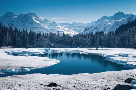 Premium Photo At The Foot Of The Mountains The Lake Is Surrounded By