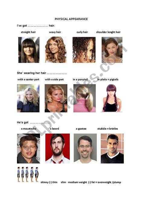 Physical Appearance Esl Worksheet By Haticegungor