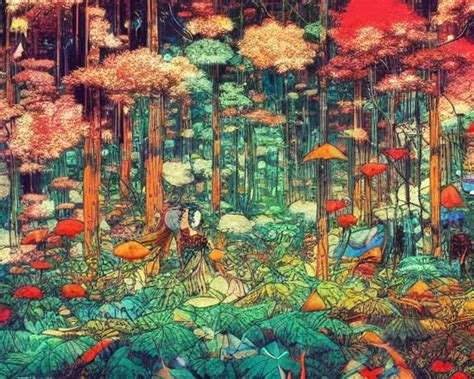 A Beautiful Composition Of A Psychedelic Forest Rich Stable