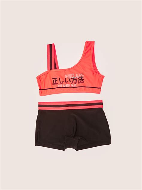 Turuncu Esnek Kuma Tan Bask L K Z Ocuk Bikini S Z Ppv Lcw