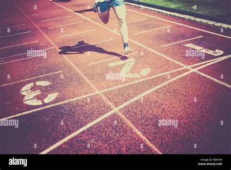 Athlete On Running Track Stock Photo Alamy