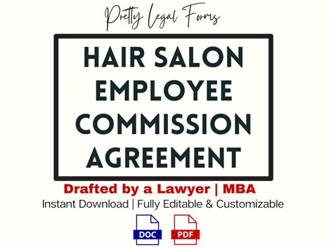 Salon Commission Agreement Hair Salon Employee Commission Contract Template Hair Stylist