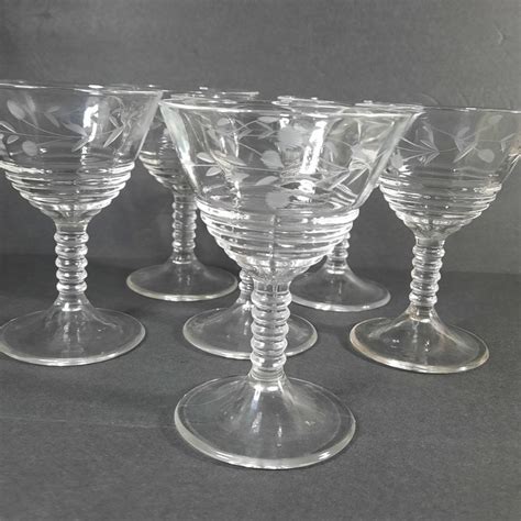 Antique Art Deco Champagne Glasses Set Of 6 Clear Glass Etsy