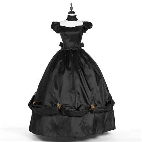 High Quality Black Satin Southern Belle Civil War Victorian Ball Gown