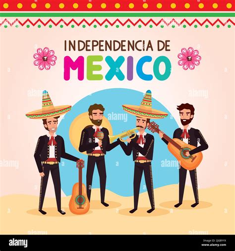 Independencia De Mexico Lettering With Mariachis Stock Vector Image And Art Alamy