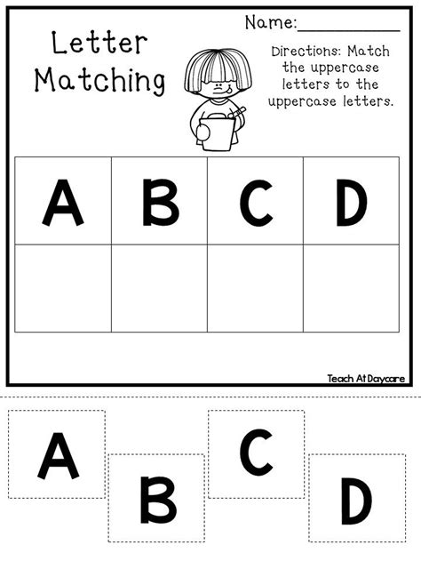 21 Printable Alphabet Matching Worksheets Preschool Kdg Etsy