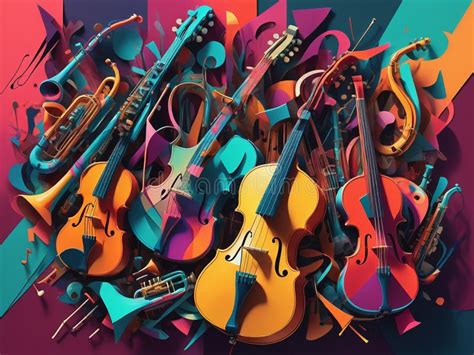 Striking Abstract Collage Using Vibrant Cutout Images Of Musical