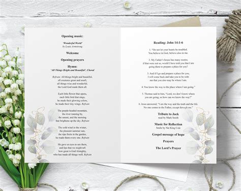 Printed Funeral Program Funeral Order Of Service Program Etsy