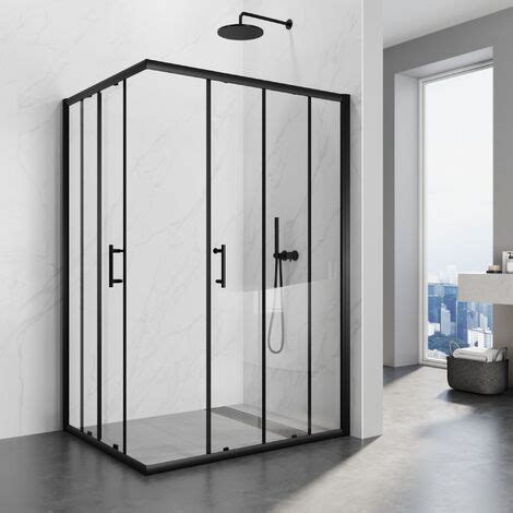 Sirhona Cabine De Douche Transparente X X Cm Bordure Noire