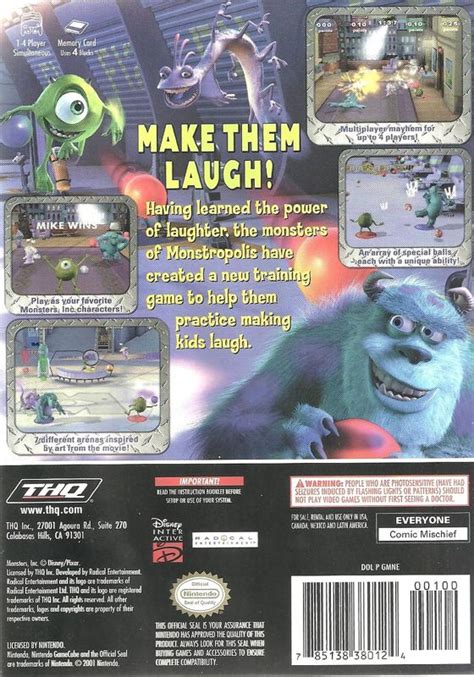 Disney•pixar Monsters Inc Scream Arena 2002 Gamecube Box Cover Art