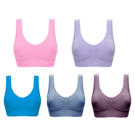 Joau 5 Pack Plus Size Sports Bras For Women Comfort Seamless High Impact Padded Yoga Bras No