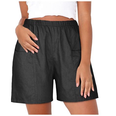 Jiuke Plus Size Cargo Shorts For Women High Waisted Straight Baggy Summer Shorts With Pockets