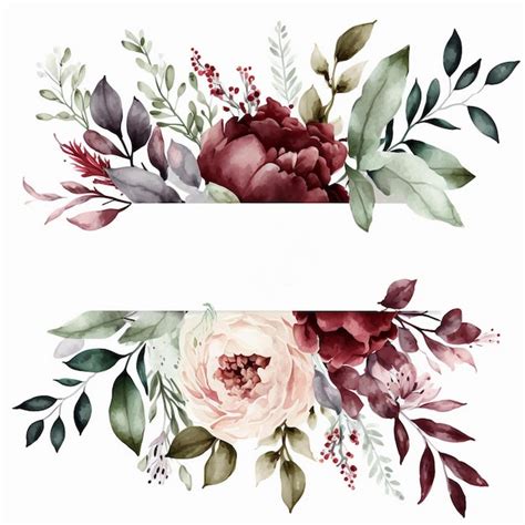 Premium Ai Image A Watercolor Floral Border With Flowers And Leaves