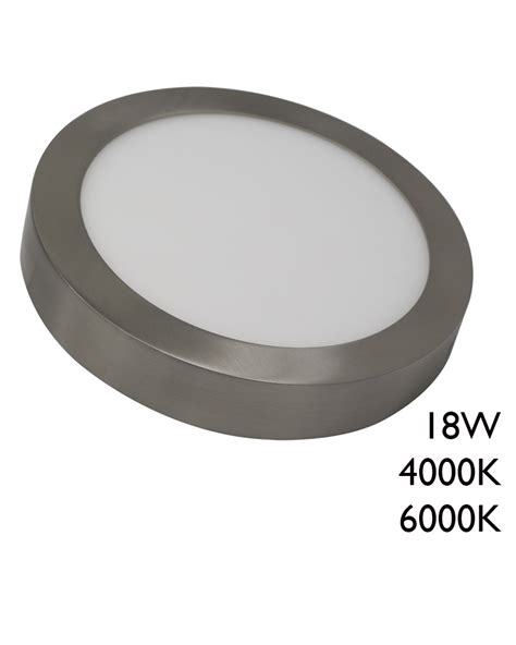 Plafón downlight 22 5cm LED 18W redondo de superficie acabado níquel