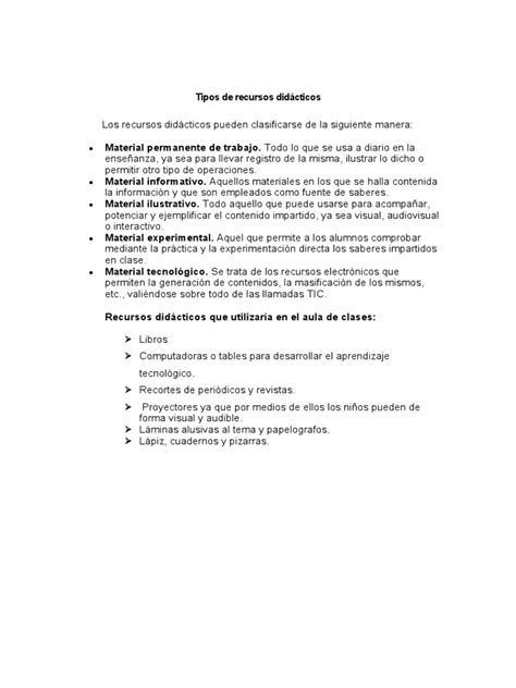 Tipos De Recursos Didácticos Pdf