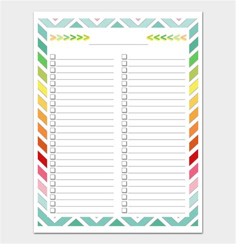 Printable Task List Template